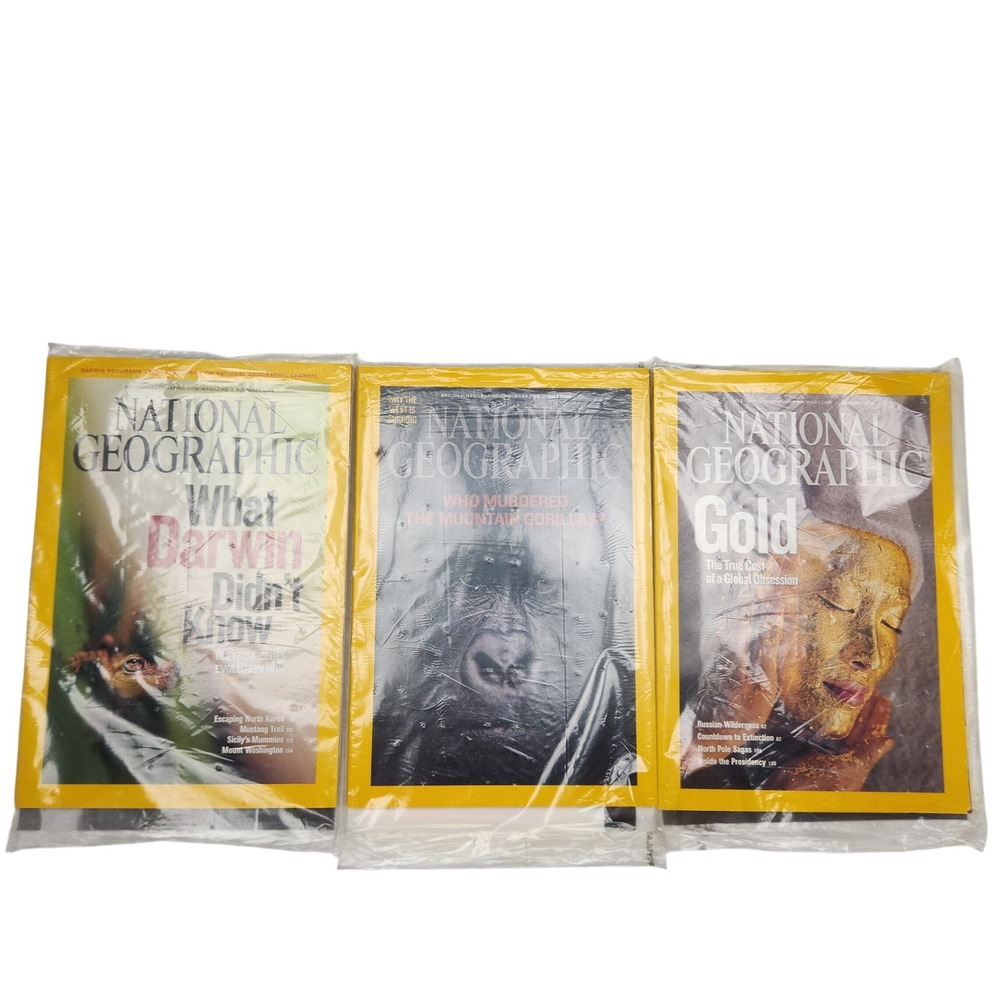National‎ Geographic Magazine Lot of 3 2008 2009 New Gold Darwin Gorillas